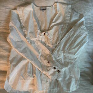 Ganni Women's Maxi Collar Cotton Shirt